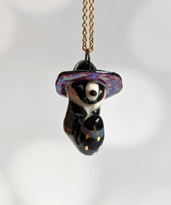 porcelain pendant witch hat raccoon