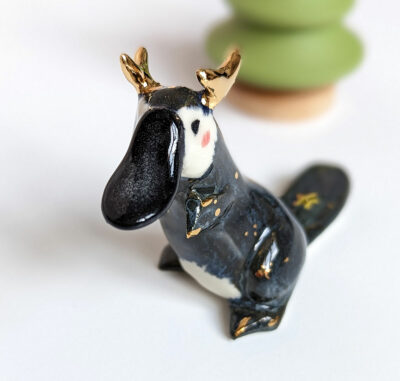 antlered platypus porcelain figurine
