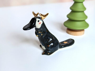 antlered platypus porcelain figurine