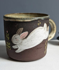 black stoneware mug BUNNY