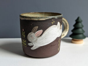 black stoneware mug BUNNY