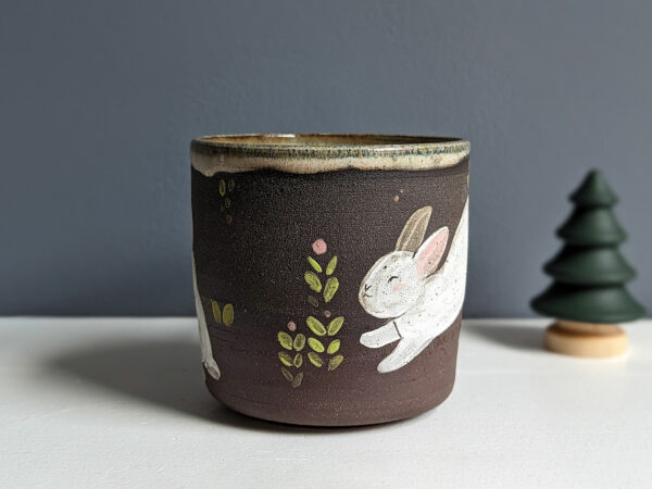 black stoneware mug BUNNY