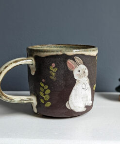 black stoneware mug BUNNY