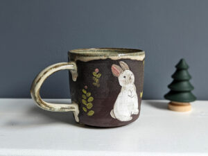 black stoneware mug BUNNY