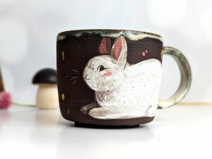 black stoneware mug BUNNY