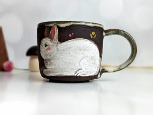 black stoneware mug BUNNY