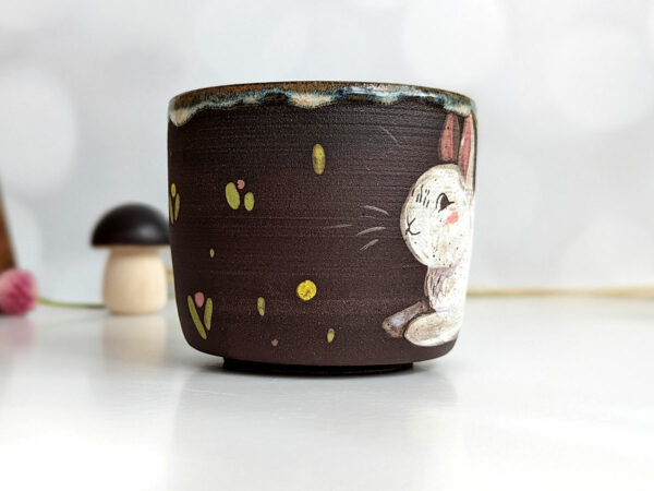 black stoneware mug BUNNY