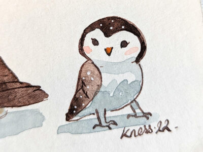 37 Owls Original Watercolor - Image 3
