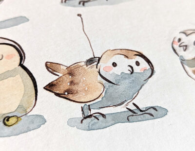 37 Owls Original Watercolor - Image 11