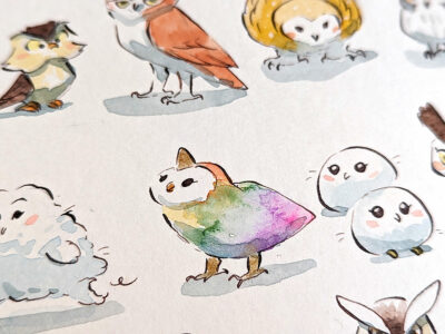 37 Owls Original Watercolor - Image 13