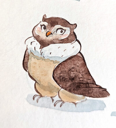 37 Owls Original Watercolor - Image 4