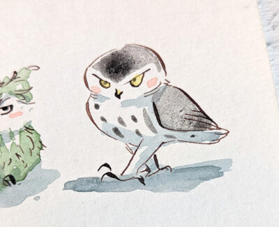 37 Owls Original Watercolor - Image 6