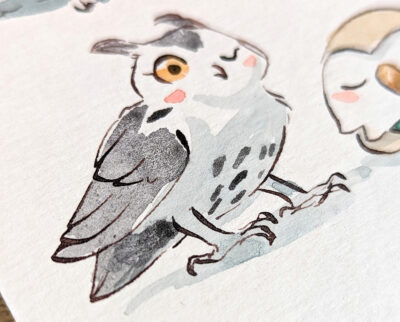 37 Owls Original Watercolor - Image 10