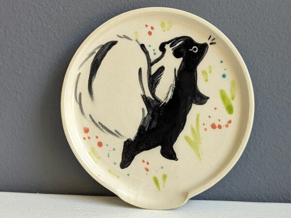 skunk spoon rest cute handmade kness