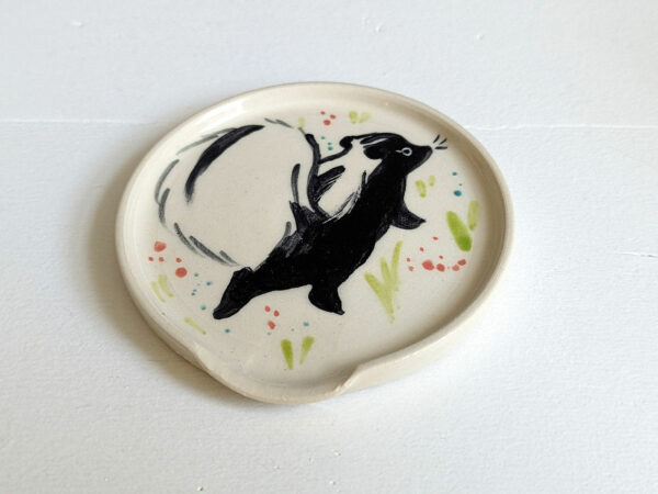 skunk spoon rest cute handmade kness