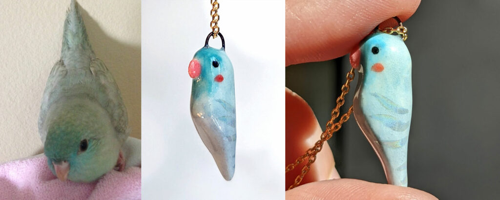 parakeet portrait pendant