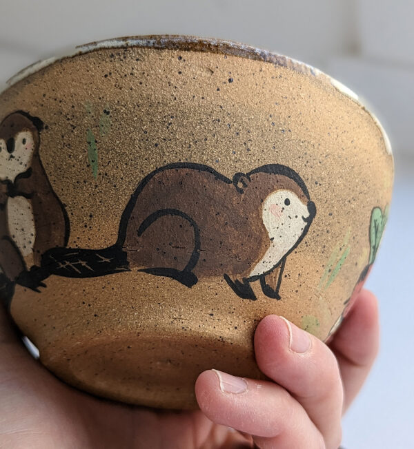 beaver carrying vegetables bowl handmade kness cute