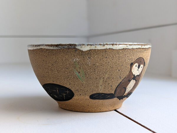 beaver carrying vegetables bowl handmade kness cute