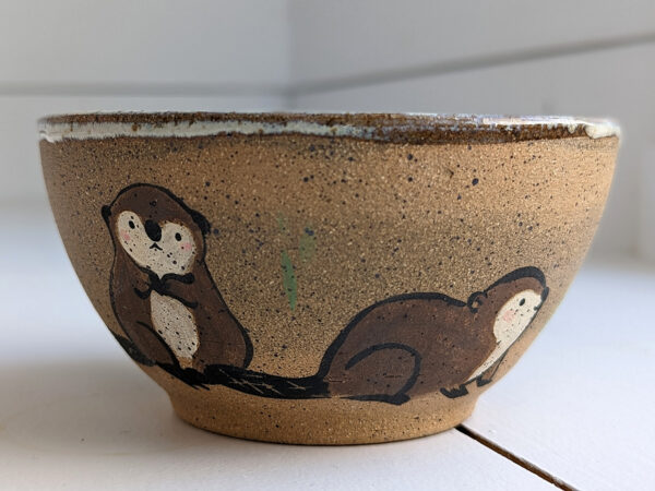 beaver carrying vegetables bowl handmade kness cute