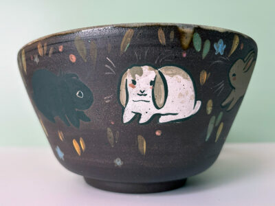 Bowl - Black Stoneware and Bunnies - Image 7