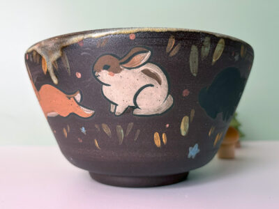 Bowl - Black Stoneware and Bunnies - Image 6