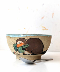 beaver carrying vegetables bowl handmade kness cute