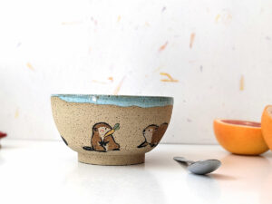 beaver carrying vegetables bowl handmade kness cute