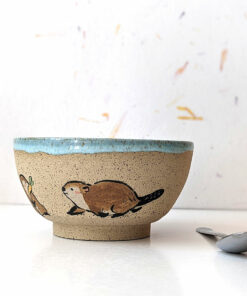 beaver carrying vegetables bowl handmade kness cute
