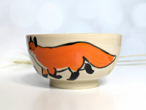 Fox family bowl handmade stoneware