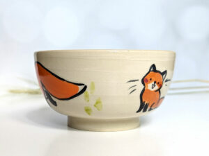 Fox family bowl handmade stoneware