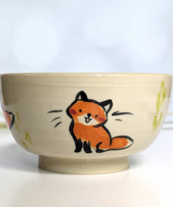 Fox family bowl handmade stoneware