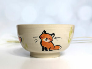 Fox family bowl handmade stoneware