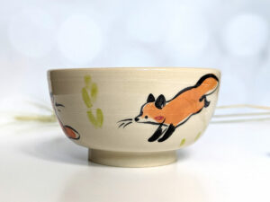 Fox family bowl handmade stoneware