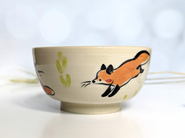 Fox family bowl handmade stoneware