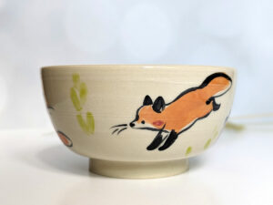 Fox family bowl handmade stoneware