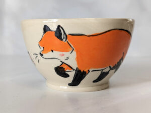 Fox family bowl handmade stoneware