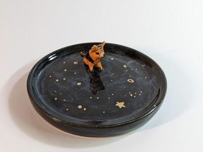 Cat Figurine and Dog Dish - Image 3