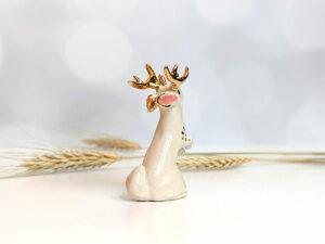 jackalope figurine with golden antlers