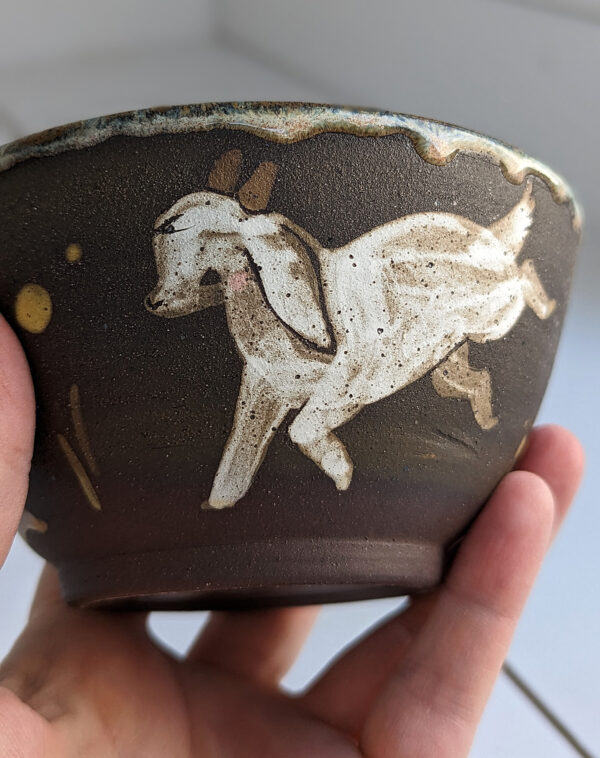 cute goat kids handmade bowl made in canada - kness