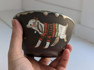 cute goat kids handmade bowl made in canada - kness