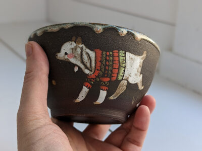 cute goat kids handmade bowl made in canada - kness