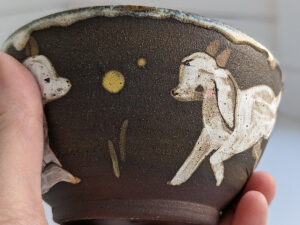 cute goat kids handmade bowl made in canada - kness