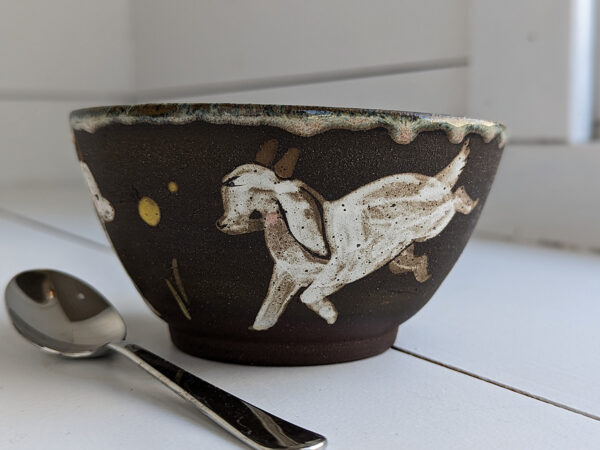 cute goat kids handmade bowl made in canada - kness