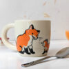 cute red fox family handmade ceramic mug