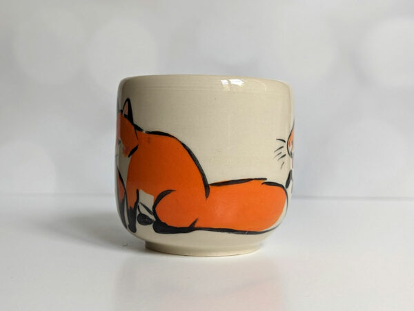 cute red fox family handmade ceramic mug