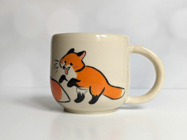 cute red fox family handmade ceramic mug