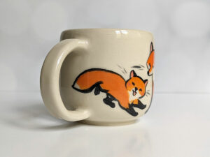 cute red fox family handmade ceramic mug