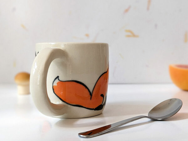 cute red fox family handmade ceramic mug