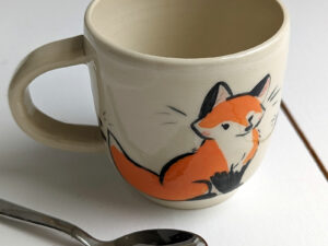 cute red fox family handmade ceramic mug