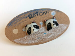 raccoon porcelain earrings